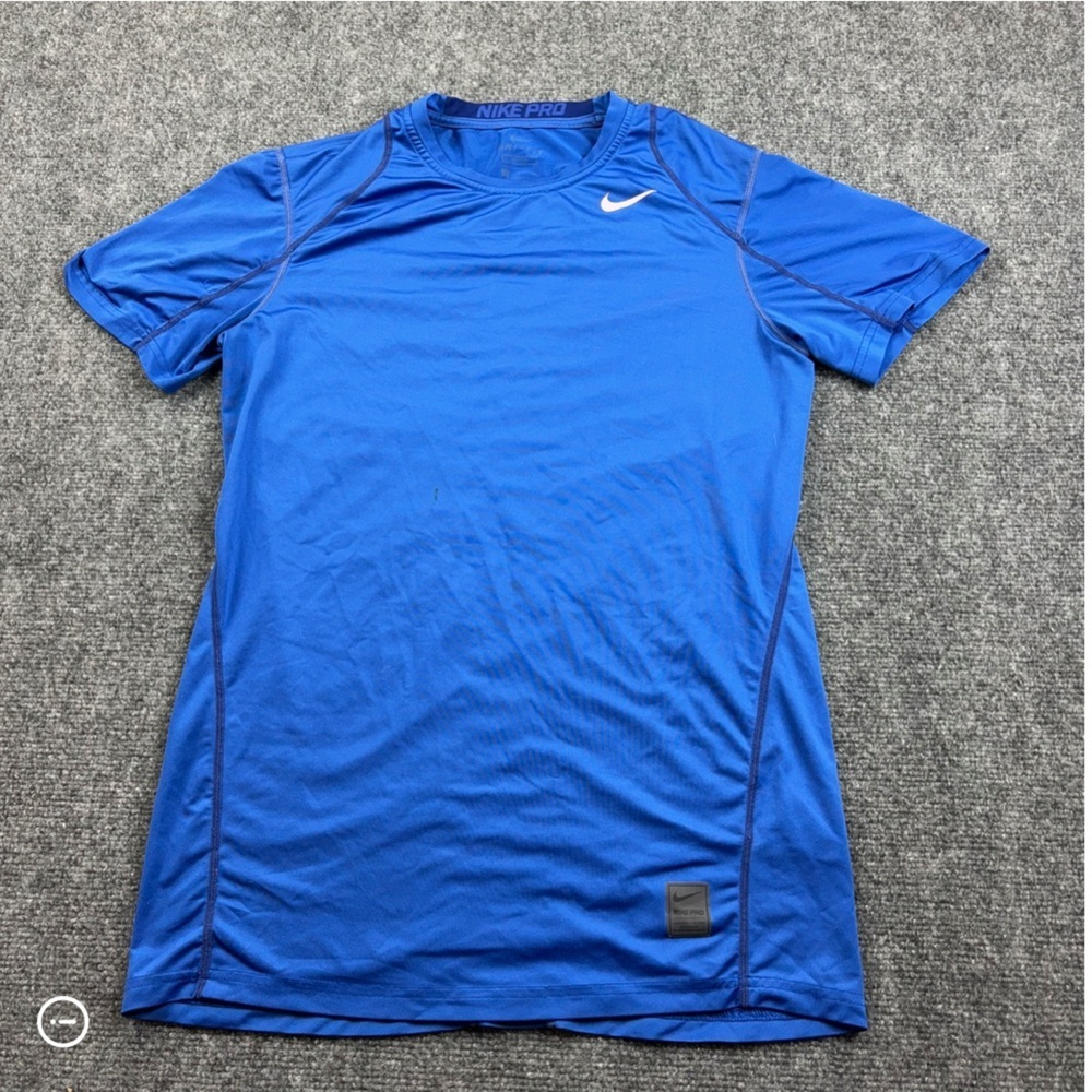 NIKE PRO Men’s Blue Short Sleeve fitted Athletic Short Dri-Fit size: Small
